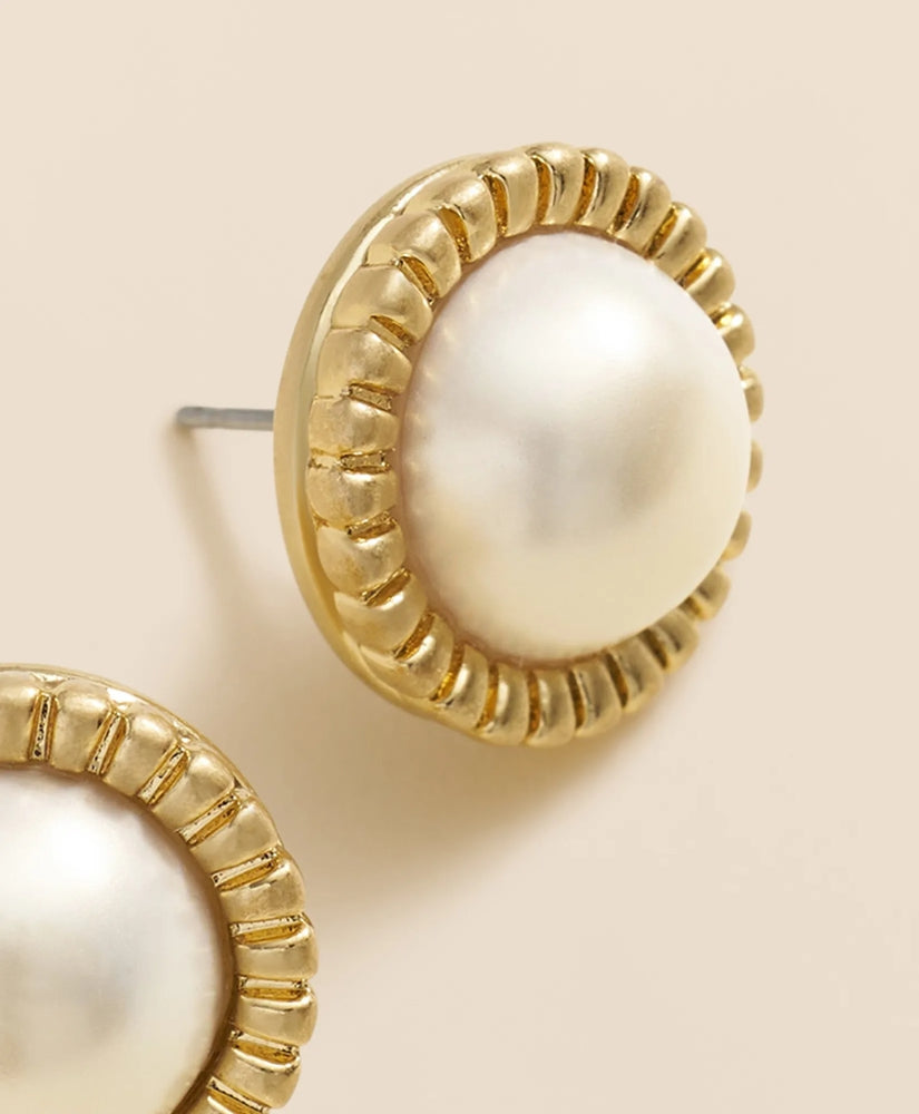 Bezel Frame Faux-Pearl Stud Earrings | Brooks Brothers discount
