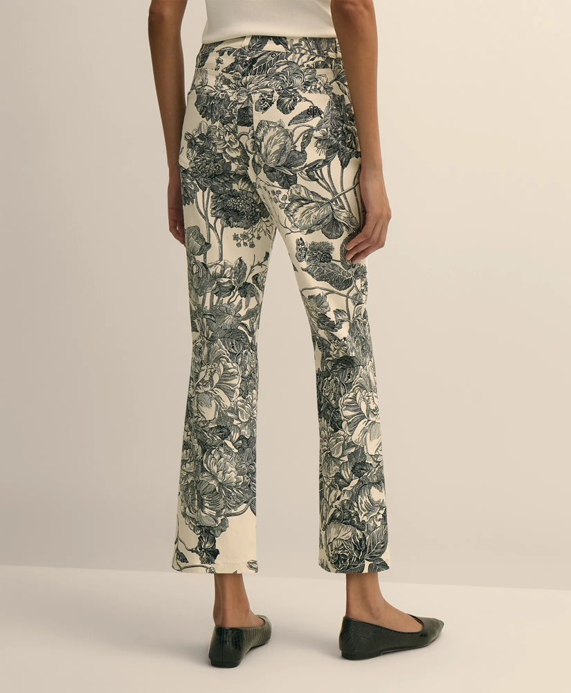 Cotton Floral Cropped Kick Flare Jeans | Brooks Brothers for sale
