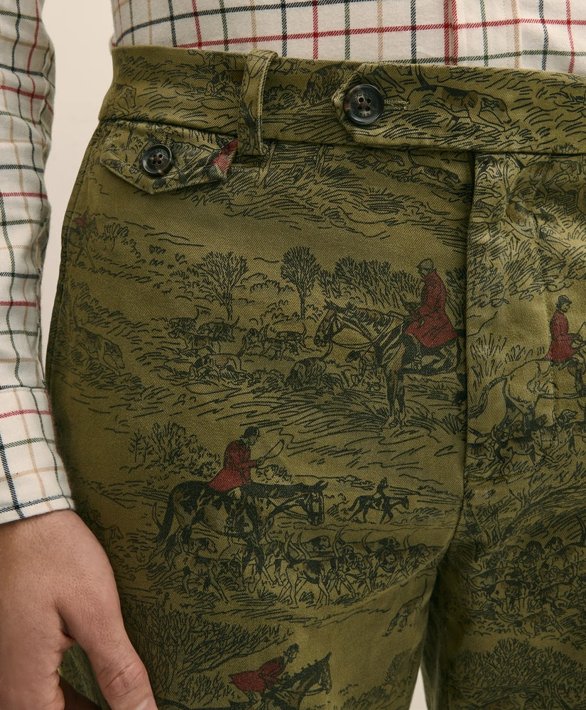Cotton Equestrian Print Chino | Brooks Brothers online shop