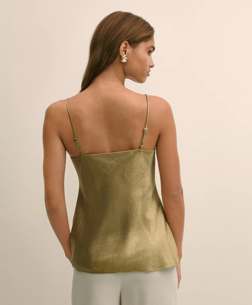 Viscose Bronze-Gold V-Neck Camisole | Brooks Brothers on sale