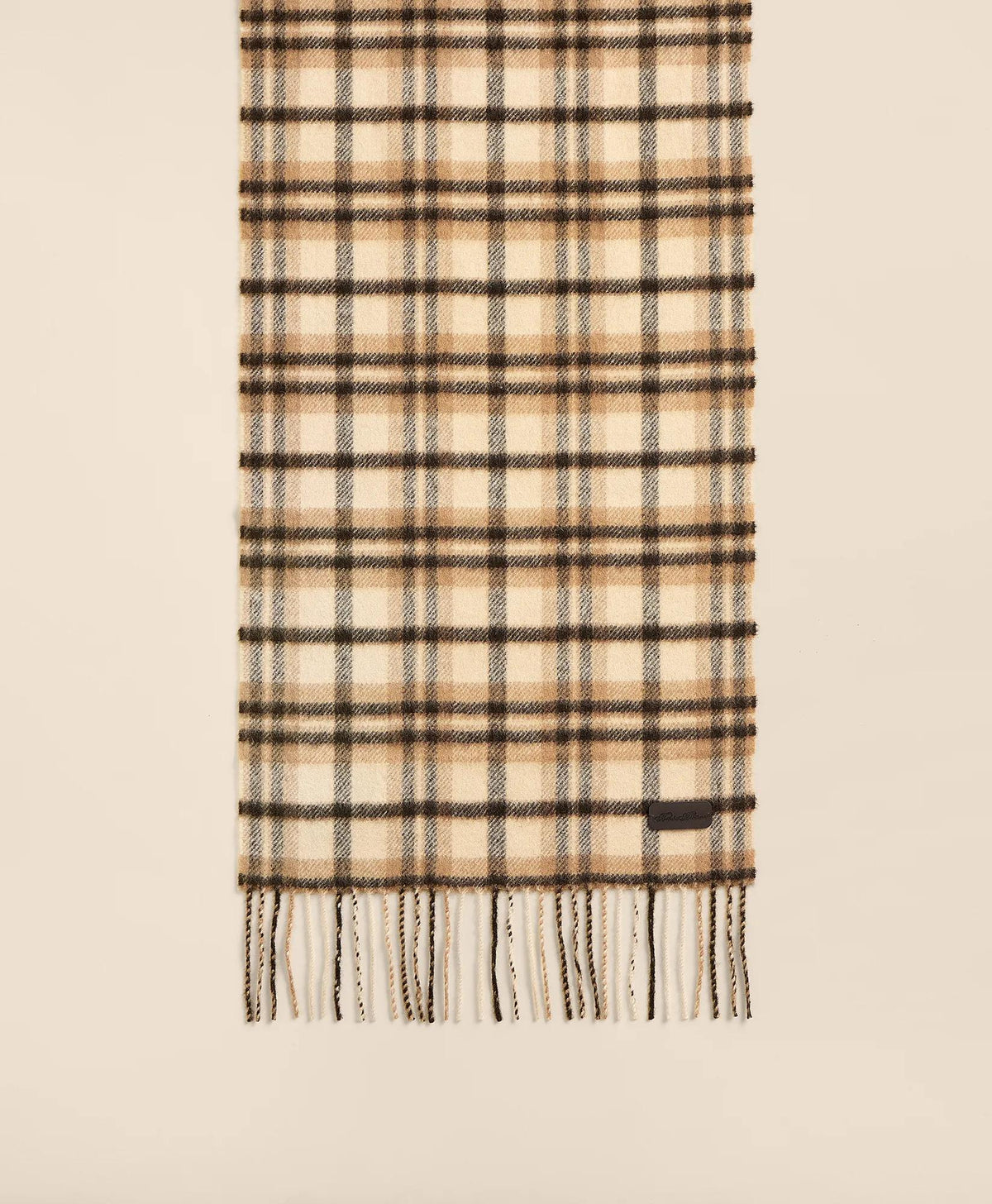 Plaid Camel Hair Windowpane Fringed Scarf | Brooks Brothers online
