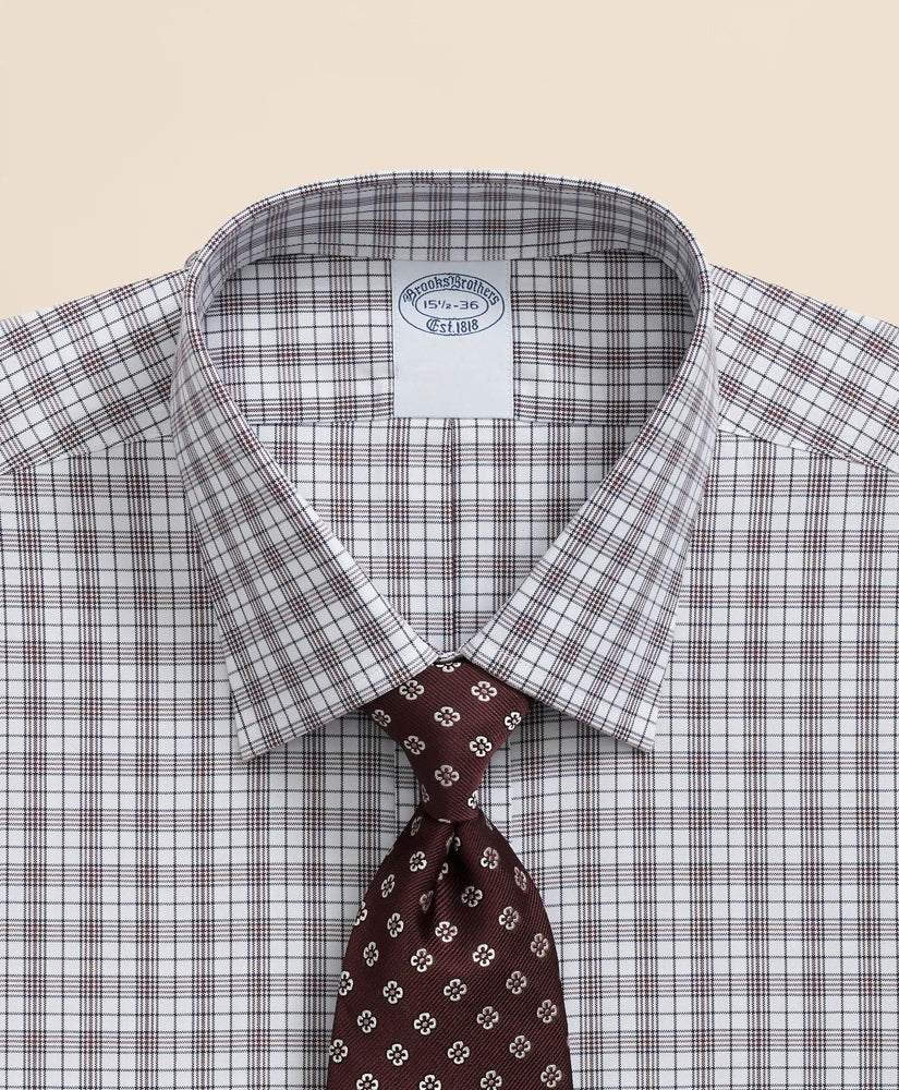 Stretch Supima® Cotton Non-Iron Pinpoint Oxford Ainsley Collar, Check Dress Shirt | Brooks Brothers sale