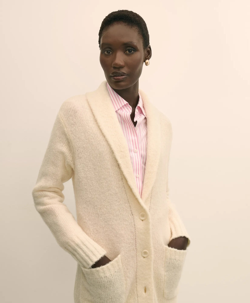 Alpaca-Wool Blend Shawl Collar Tunic Cardigan | Brooks Brothers on sale