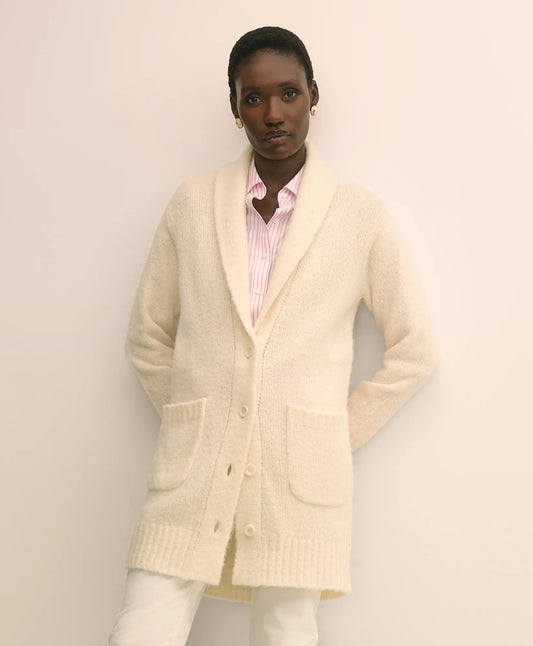 Alpaca-Wool Blend Shawl Collar Tunic Cardigan | Brooks Brothers on sale