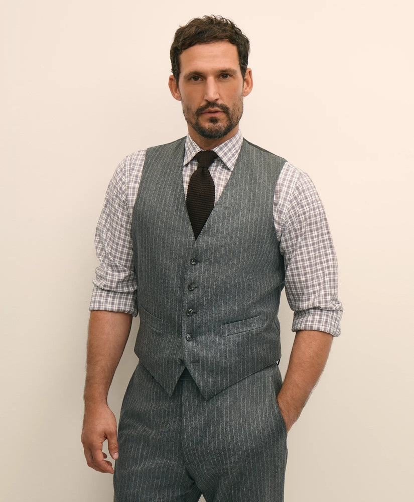 Archive Pinstripe Vest in Wool Flannel | Brooks Brothers discount