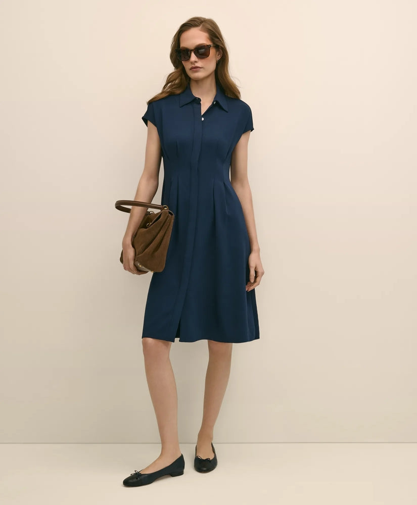 A-Line Pleated Shirt Dress | Brooks Brothers online