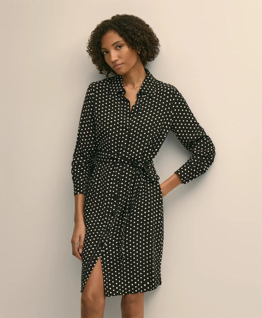 Belted Dot-Print Shirt Dress | Brooks Brothers on sale