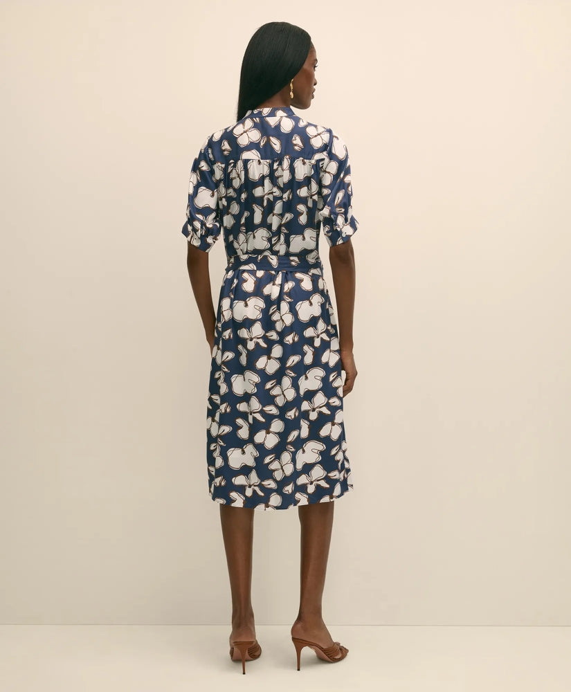Belted Modal Shirt Dress in Abstract Floral Print | Brooks Brothers online