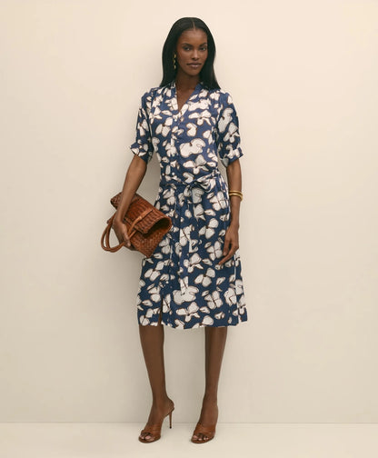 Belted Modal Shirt Dress in Abstract Floral Print | Brooks Brothers online