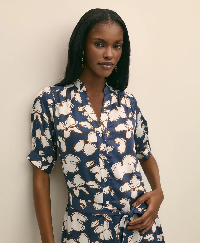 Belted Modal Shirt Dress in Abstract Floral Print | Brooks Brothers online
