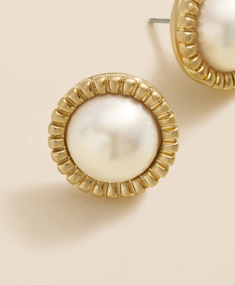 Bezel Frame Faux-Pearl Stud Earrings | Brooks Brothers discount