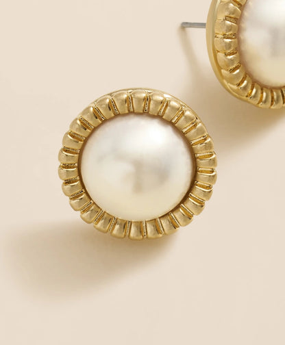 Bezel Frame Faux-Pearl Stud Earrings | Brooks Brothers discount