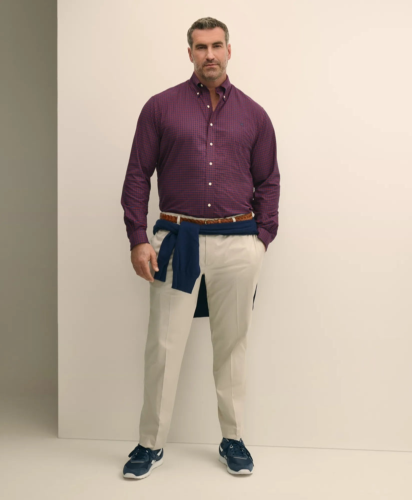 Big & Tall Stretch Cotton Non-Iron Oxford Polo Button Down Collar, Gingham Shirt | Brooks Brothers sale