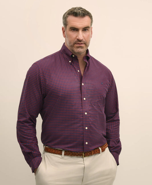 Big & Tall Stretch Cotton Non-Iron Oxford Polo Button Down Collar, Gingham Shirt | Brooks Brothers sale