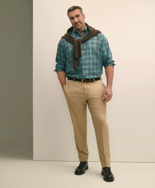 Big & Tall Stretch Cotton Non-Iron Twill Polo Button Down Collar, Tartan Shirt | Brooks Brothers sale