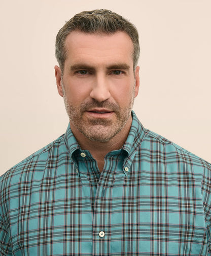 Big & Tall Stretch Cotton Non-Iron Twill Polo Button Down Collar, Tartan Shirt | Brooks Brothers sale