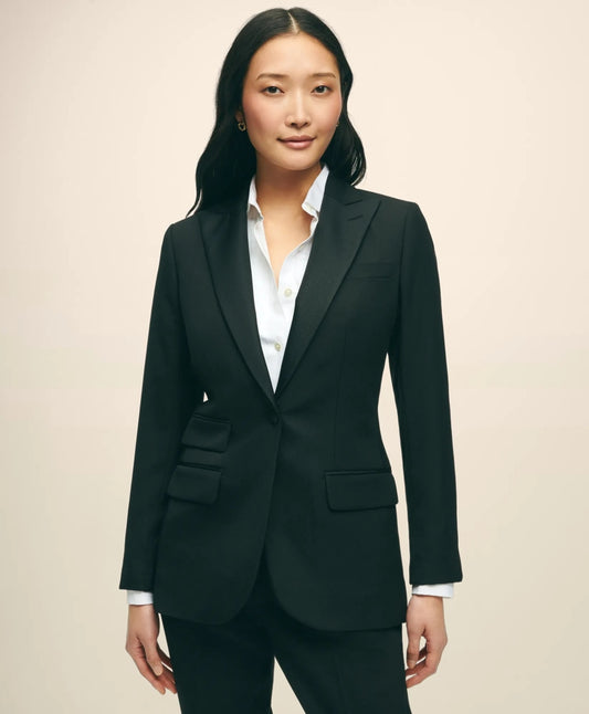 Black Fleece Peak Lapel Dinner Jacket in Merino Wool-Silk Faille | Brooks Brothers sale