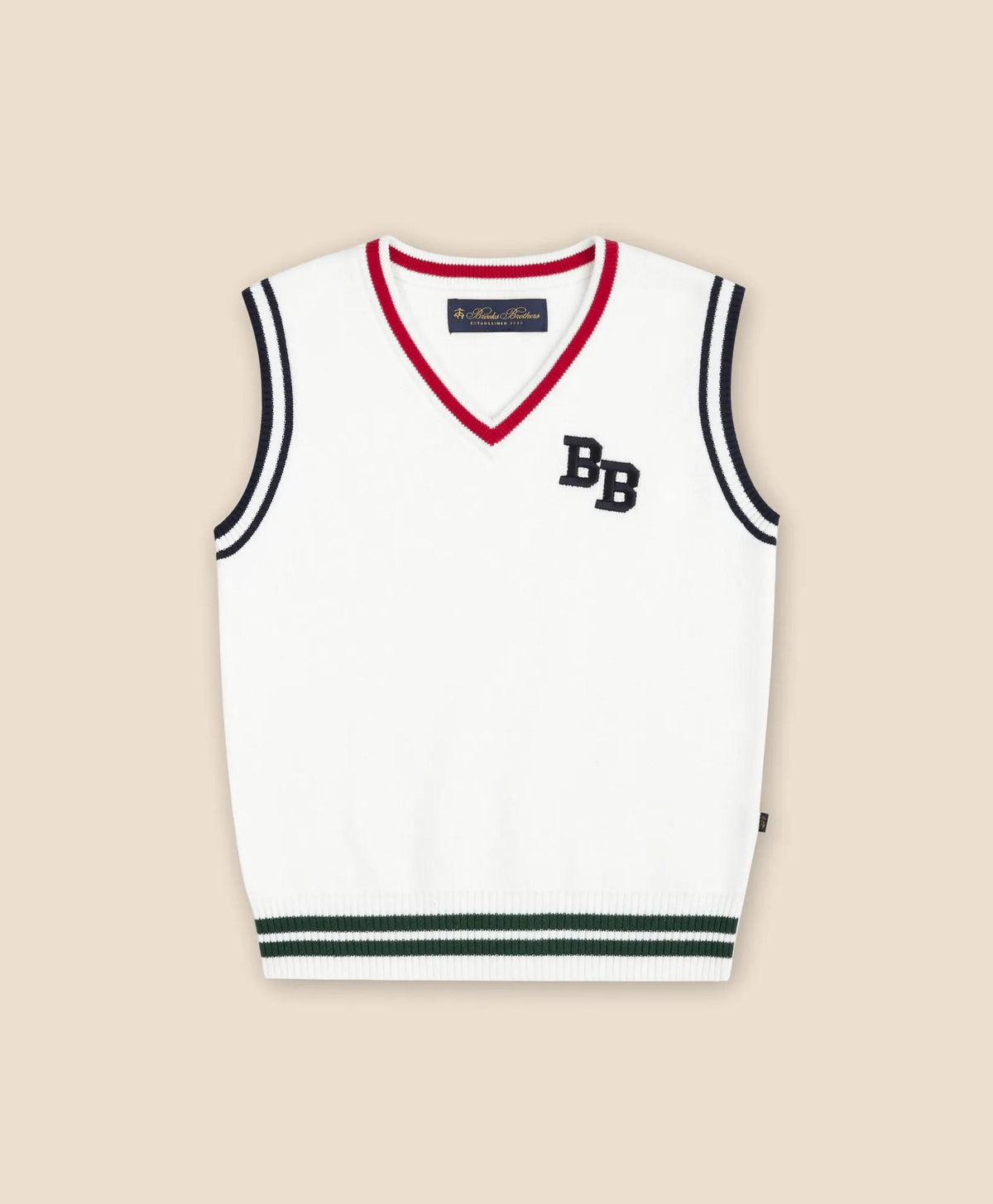 Boys Cotton Jacquard Varsity Sweater Vest | Brooks Brothers online
