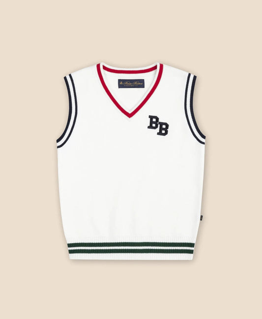 Boys Cotton Jacquard Varsity Sweater Vest | Brooks Brothers online