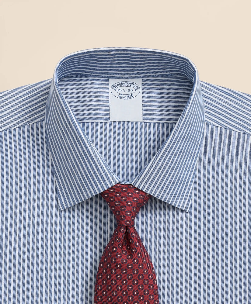 Brooks Brothers Explorer Collection Non-Iron Twill Ainley Collar Ground Stripe, Dress Shirt | Brooks Brothers outlet