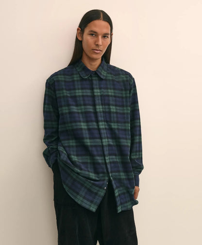 Brooks Brothers X Engineered Garments Cotton Flannel Round Pinhole Collar Oversized, Tartan Dress Shirt | Brooks Brothers for sale