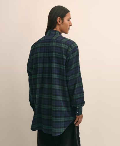 Brooks Brothers X Engineered Garments Cotton Flannel Round Pinhole Collar Oversized, Tartan Dress Shirt | Brooks Brothers for sale