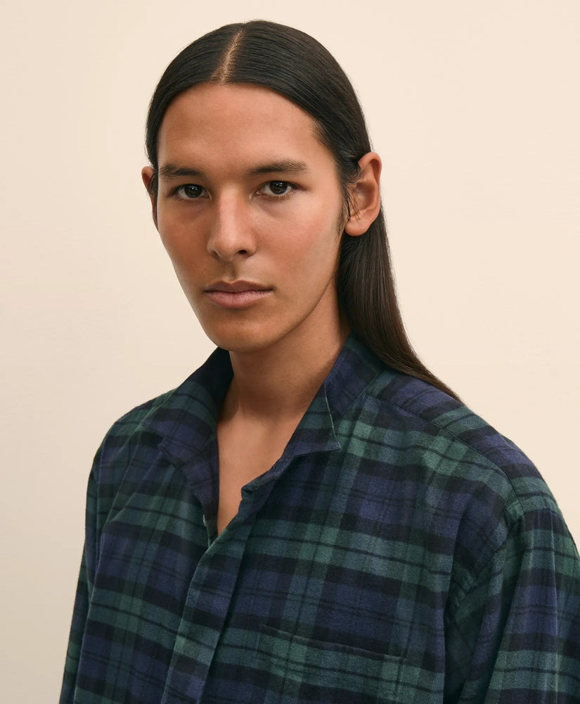 Brooks Brothers X Engineered Garments Cotton Flannel Wing Collar Oversized, Tartan Dress Shirt | Brooks Brothers sale
