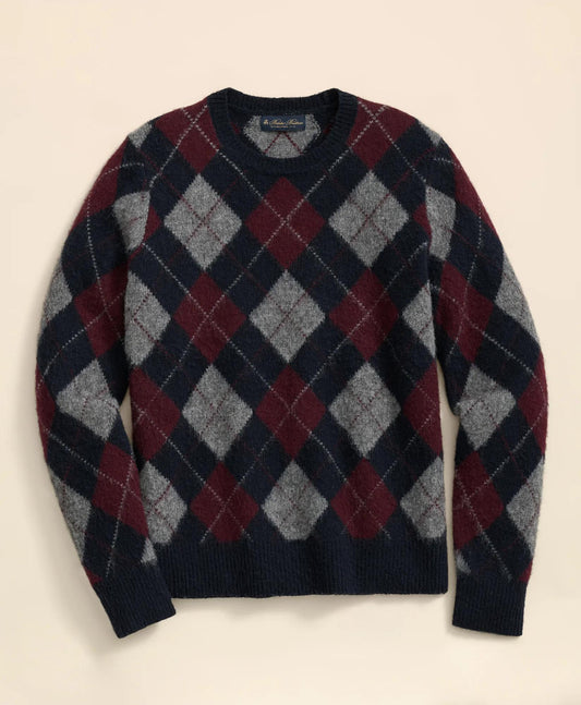 Brushed Wool Argyle Sweater | Brooks Brothers online