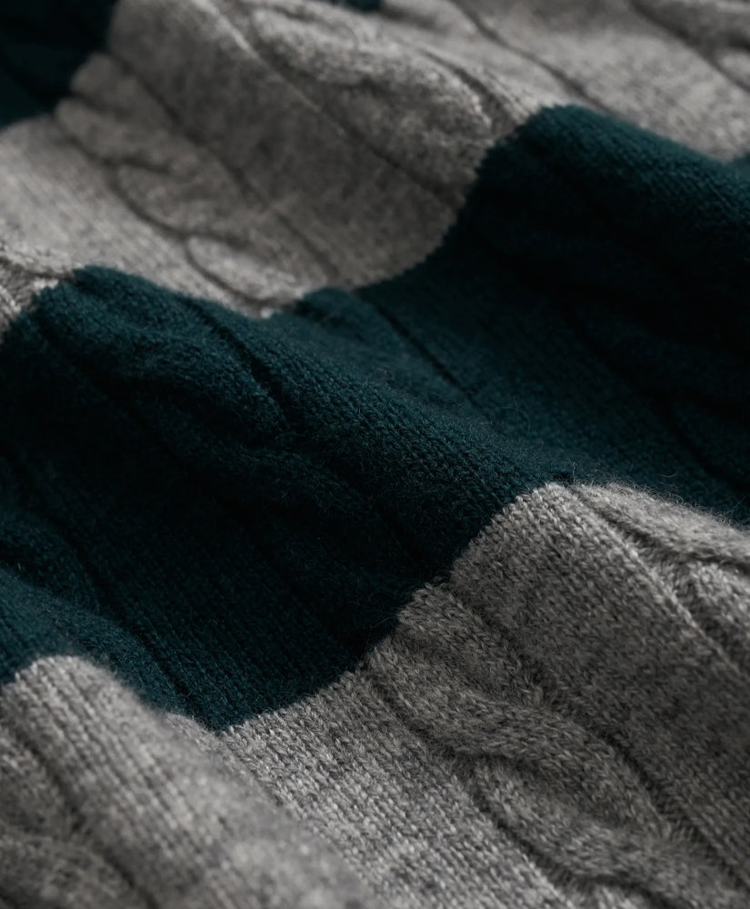 Cashmere Wool Cable-Knit Sweater in Rugby Stripe | Brooks Brothers sale