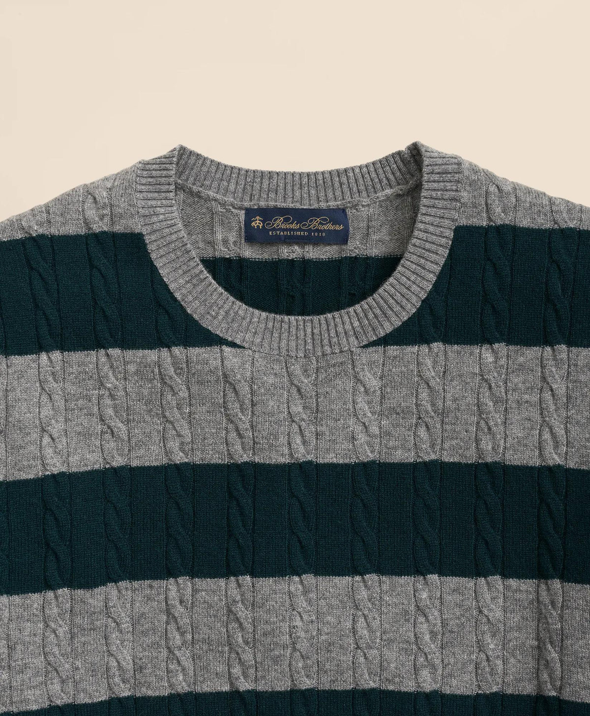 Cashmere Wool Cable-Knit Sweater in Rugby Stripe | Brooks Brothers sale