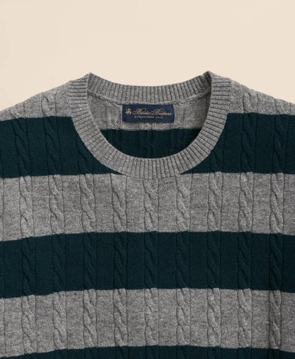 Cashmere Wool Cable-Knit Sweater in Rugby Stripe | Brooks Brothers sale