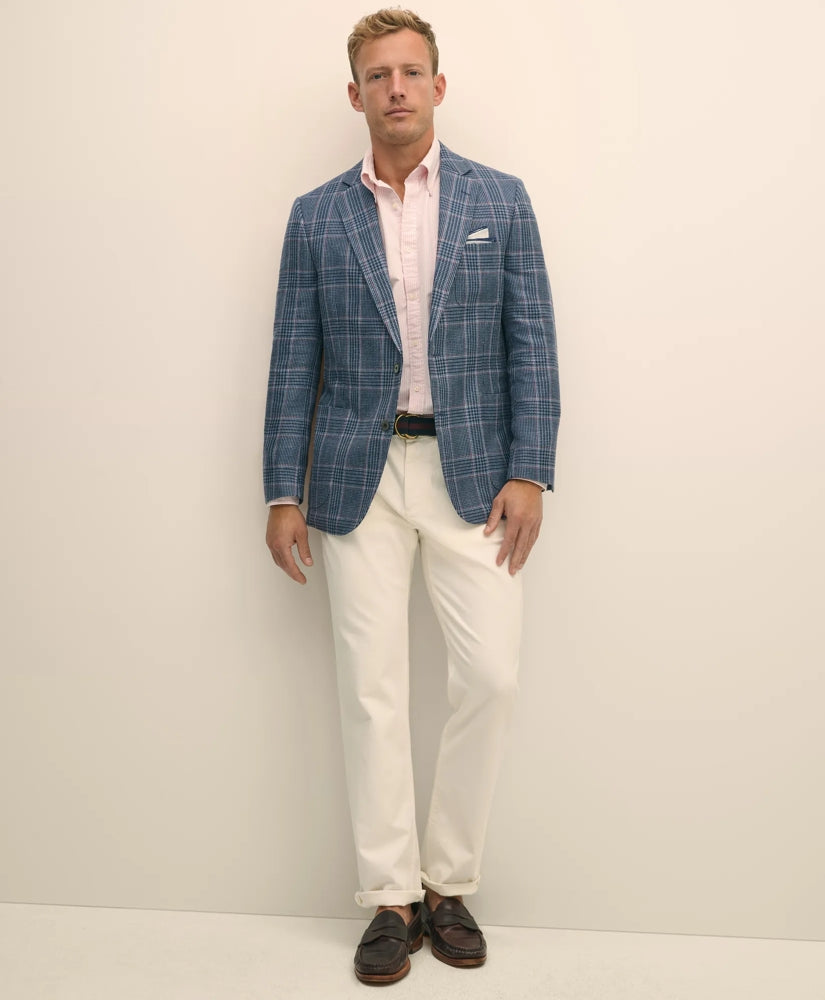 Classic Fit Linen-Silk-Cotton Check 1818 Sport Coat | Brooks Brothers online shop