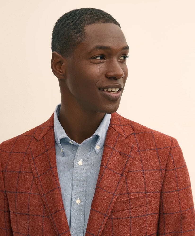 Classic Fit Wool-Cashmere Tweed Windowpane 1818 Sport Coat | Brooks Brothers sale