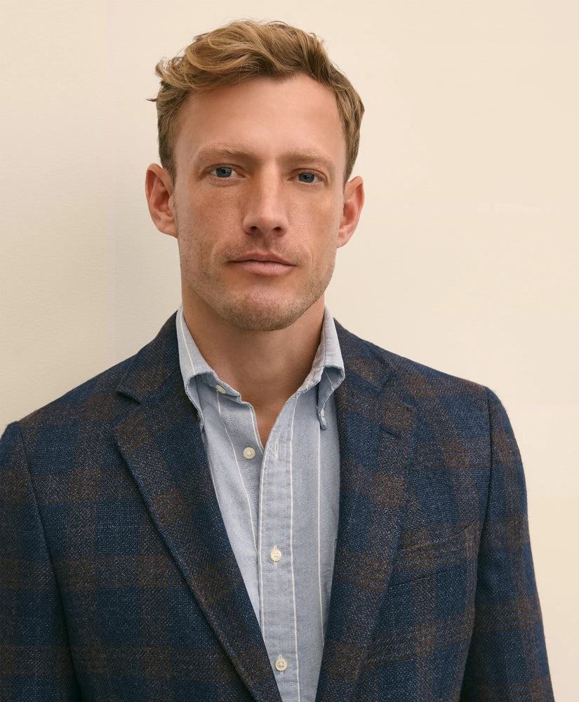 Classic Fit Wool-Cotton-Silk-Cashmere Hopsack Check Sport Coat | Brooks Brothers for sale