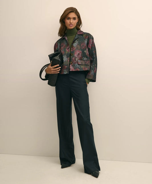 Cotton Blend Floral Jacquard Cropped Jacket | Brooks Brothers outlet