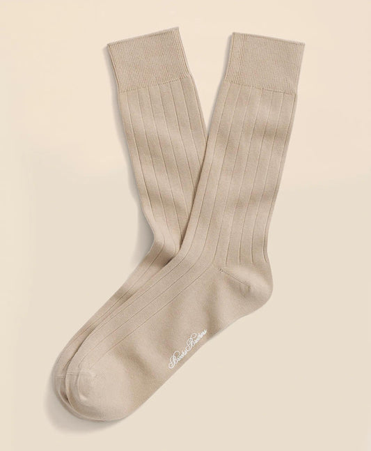 Cotton Blend Ribbed Crew Socks | Brooks Brothers online shop