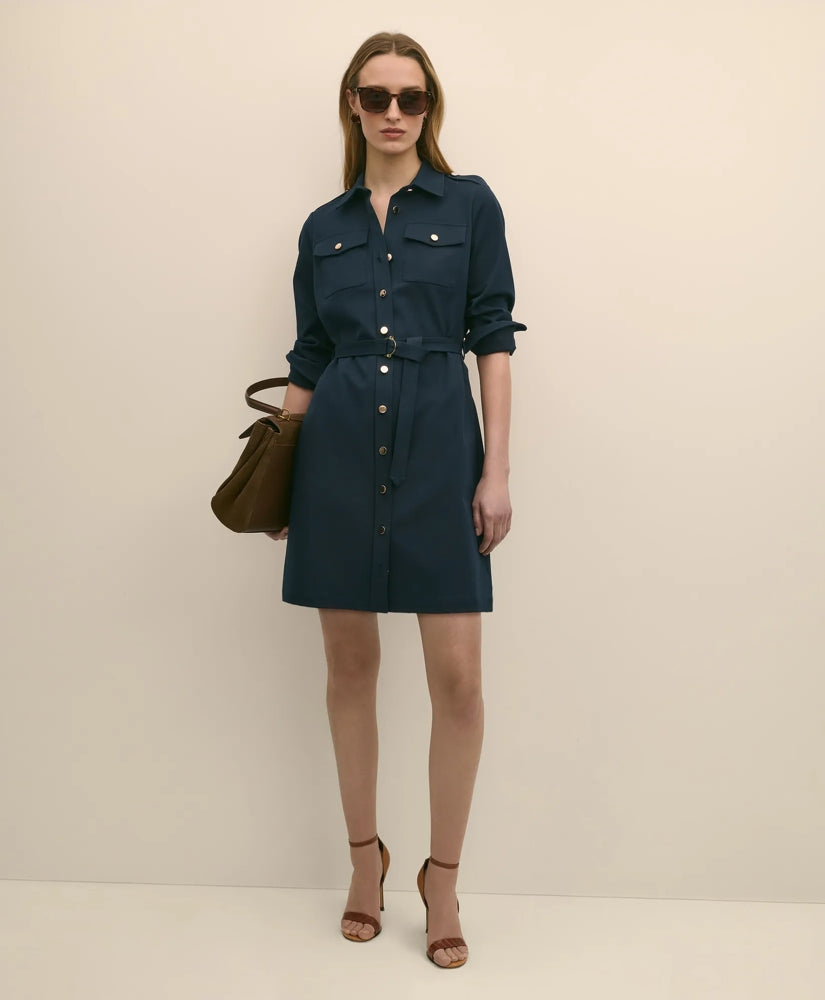 Cotton Blend Twill Belted Shirt Dress | Brooks Brothers outlet