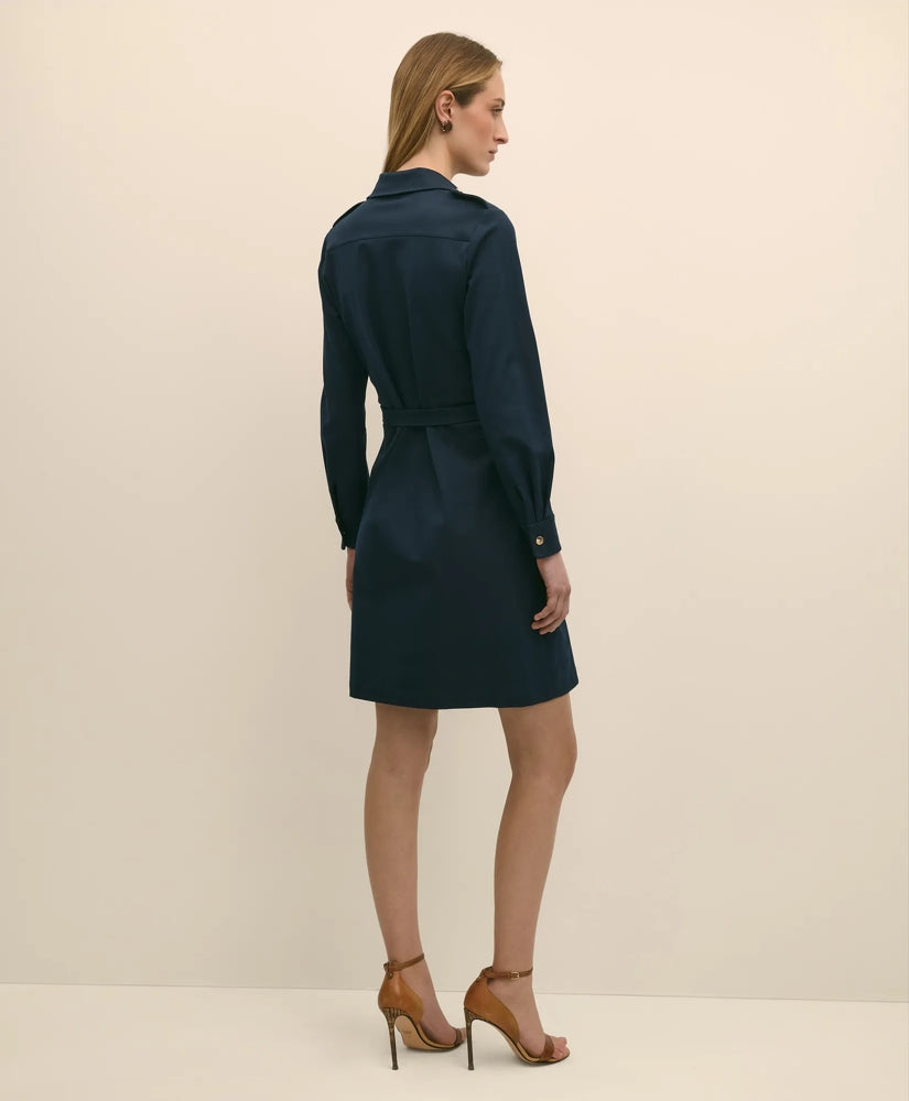 Cotton Blend Twill Belted Shirt Dress | Brooks Brothers outlet