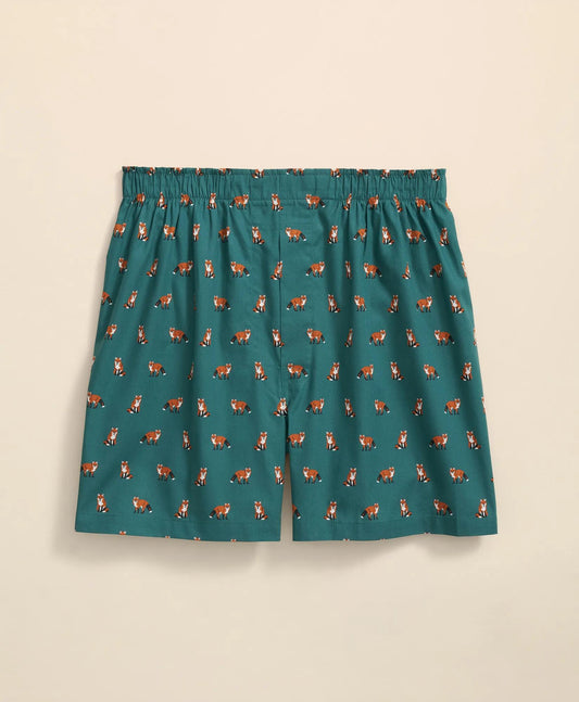 Cotton Broadcloth Fox Motif Boxers | Brooks Brothers discount