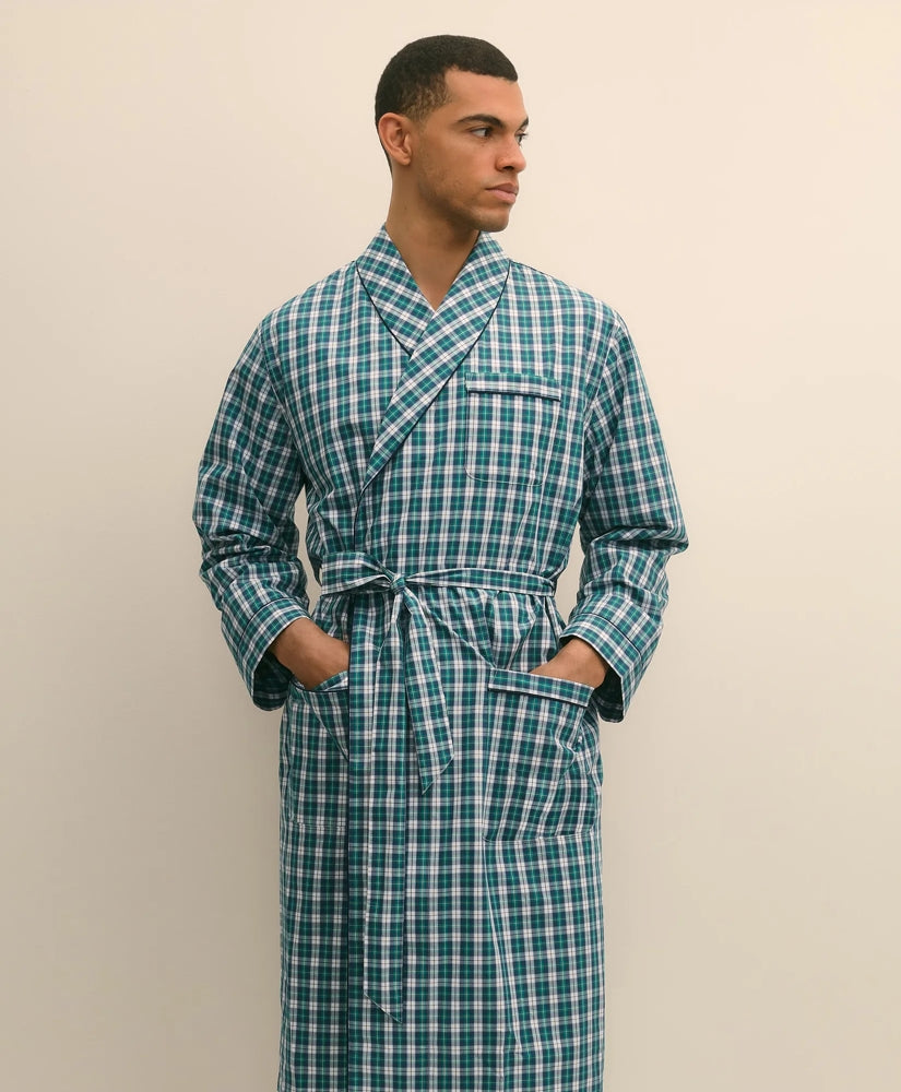 Cotton Broadcloth Plaid Robe | Brooks Brothers for sale