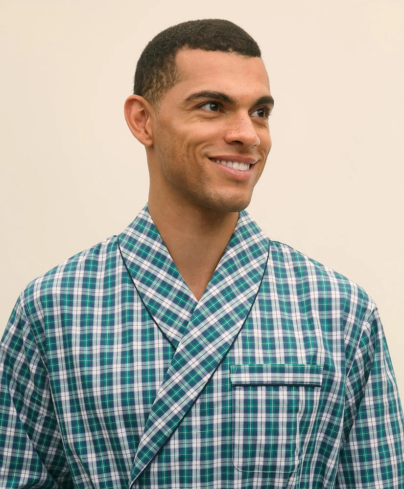 Cotton Broadcloth Plaid Robe | Brooks Brothers for sale