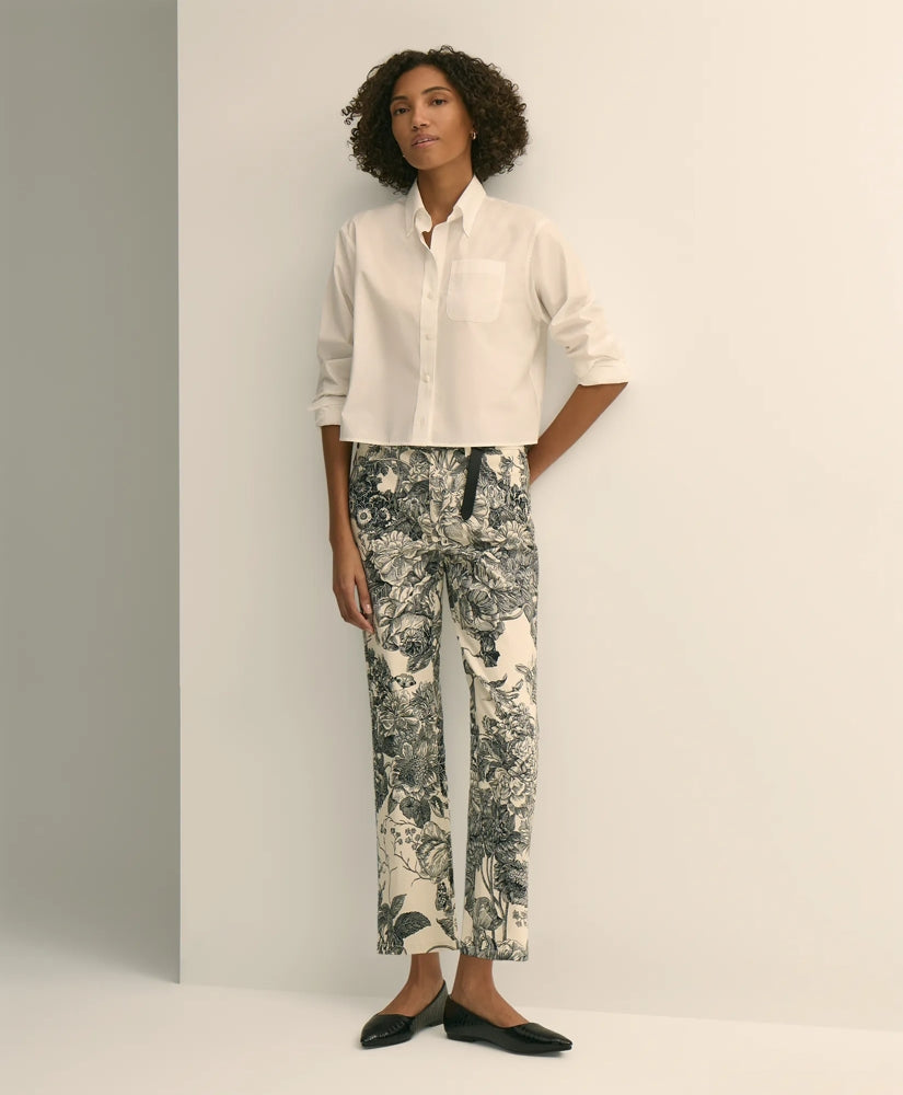 Cotton Floral Cropped Kick Flare Jeans | Brooks Brothers for sale