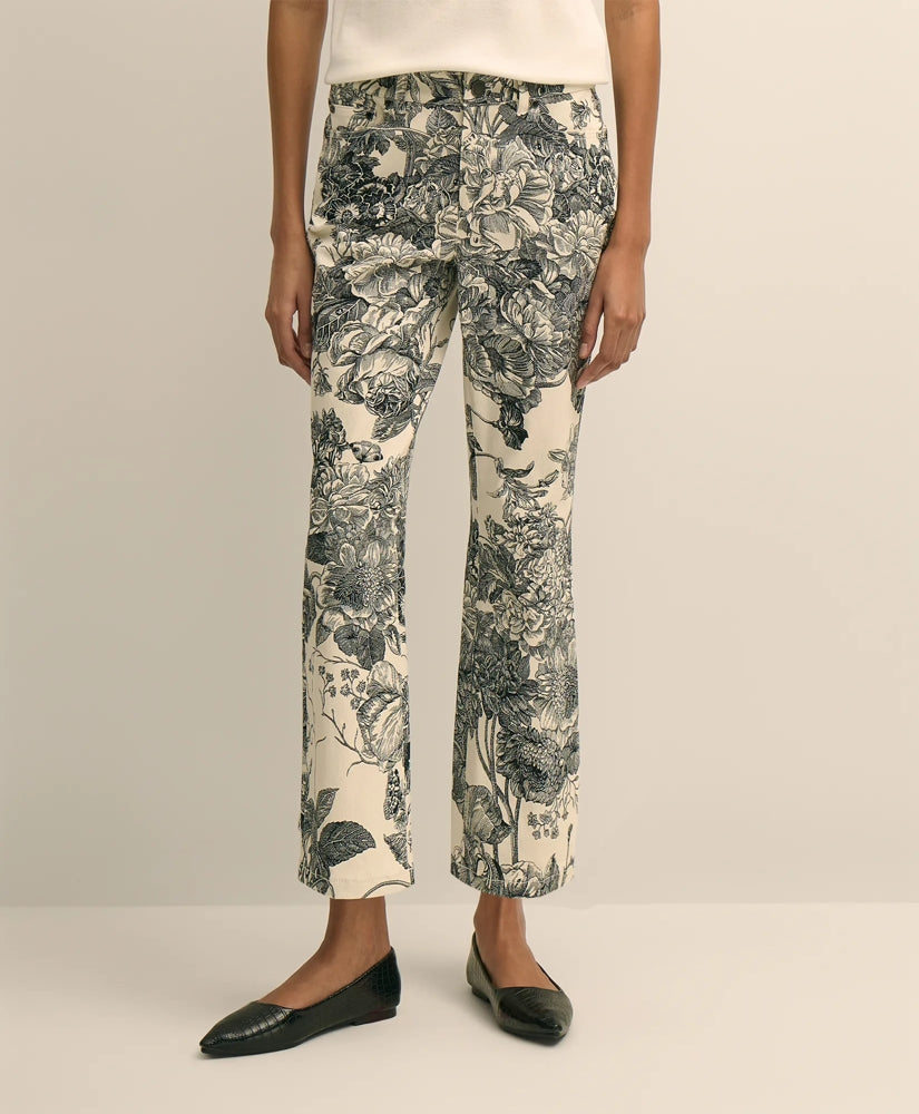 Cotton Floral Cropped Kick Flare Jeans | Brooks Brothers for sale