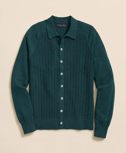 Cotton Mini-Cable Polo Cardigan | Brooks Brothers sale