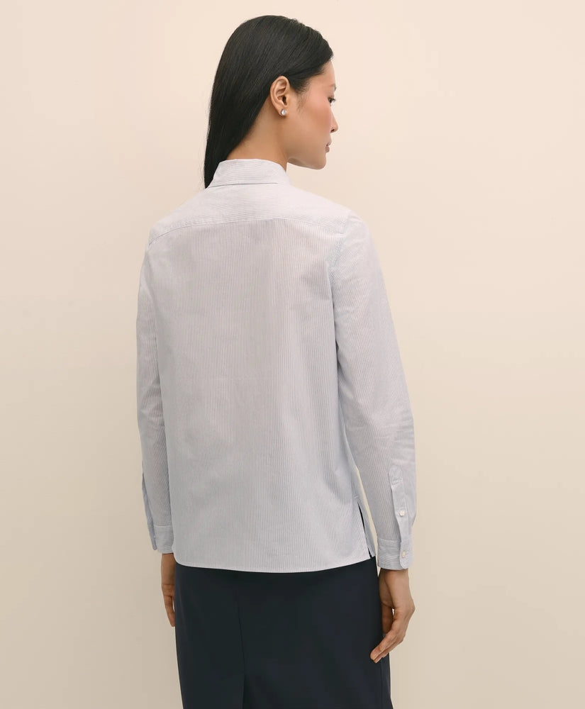 Cotton Poplin Pinstripe Embellished Shirt | Brooks Brothers for sale