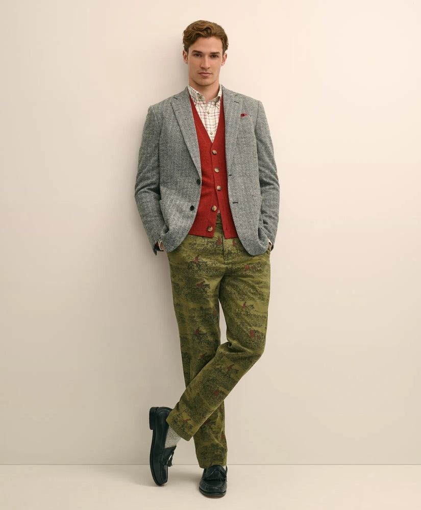 Cotton Equestrian Print Chino | Brooks Brothers online shop