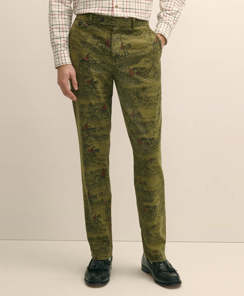 Cotton Equestrian Print Chino | Brooks Brothers online shop