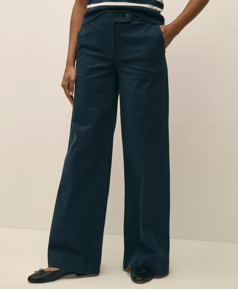 Cotton Twill Wide-Leg Pant | Brooks Brothers for sale