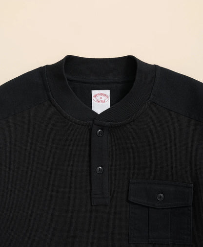 Cotton-Wool Blend Waffle Knit Henley | Brooks Brothers outlet
