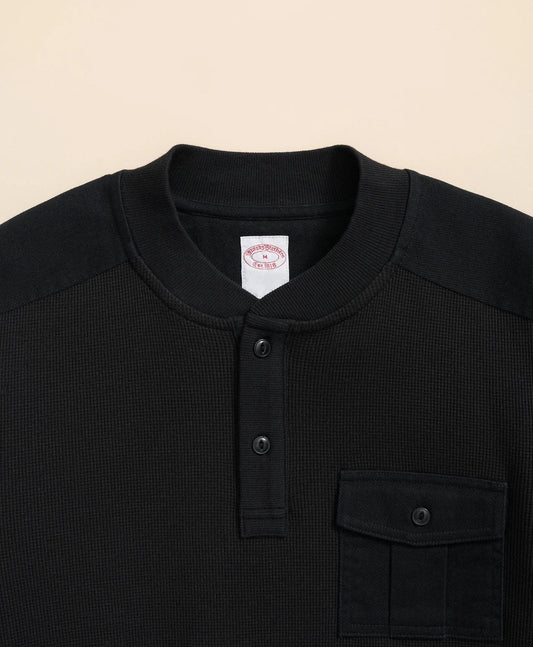 Cotton-Wool Blend Waffle Knit Henley | Brooks Brothers outlet